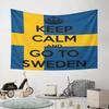 Keep Calm and Go To Sweden Pattern Wall Hanging Tapestry Decorative Tapestry Home Decor for Bedroom and Living Room