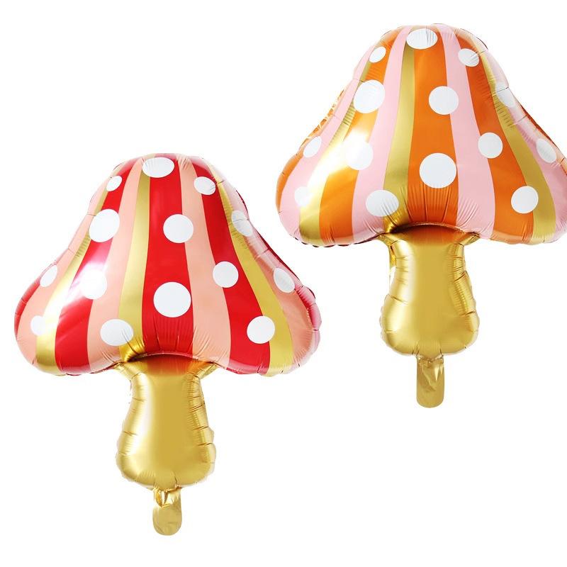 Cute Cartoon Red Pink Mushroom Aluminum Film Balloon Outdoor Camping Picnic Photo Birthday Party Decoration Arrangement