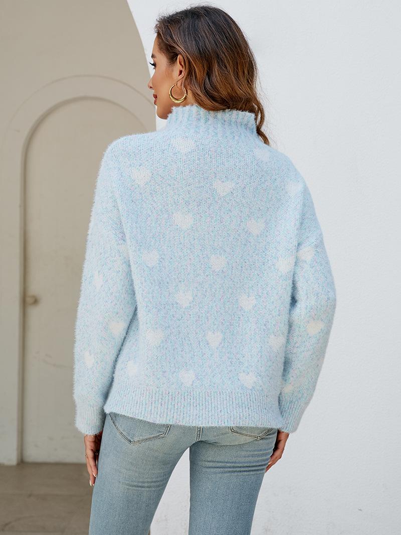 ZIMOXUAN женский повседневный свитер с принтом в виде сердца — фото 11