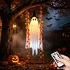 Große Veranda Geist Dekorationen Hängende Schaukel Halloween Dekoration mit Ahornblatt, Leuchtendes Ornament Leuchtend für den Außenbereich Höhenverstellbare Schaukel,