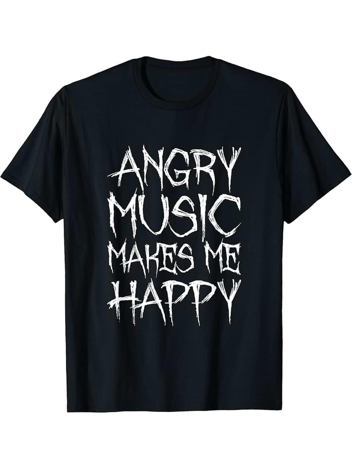 Angry Music Makes Me Happy Funny Metal Music Metalhead T-Shirt S разноцветный