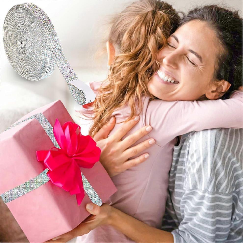 1 Rolle Selbstklebende Strass-Streifen, Strass-Bänder, Selbstklebende Strass-Bänder, Diamant-Bänder, Silberne Pailletten
