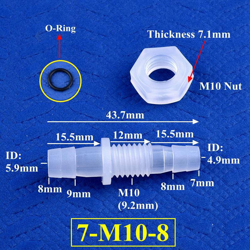 M6-M16 To 3-12mm Direct Connectors With Hex Nut  O-Ring Aquarium Tank Air Pump Adapter Garden Irrigation PP Pagoda Hose Joint