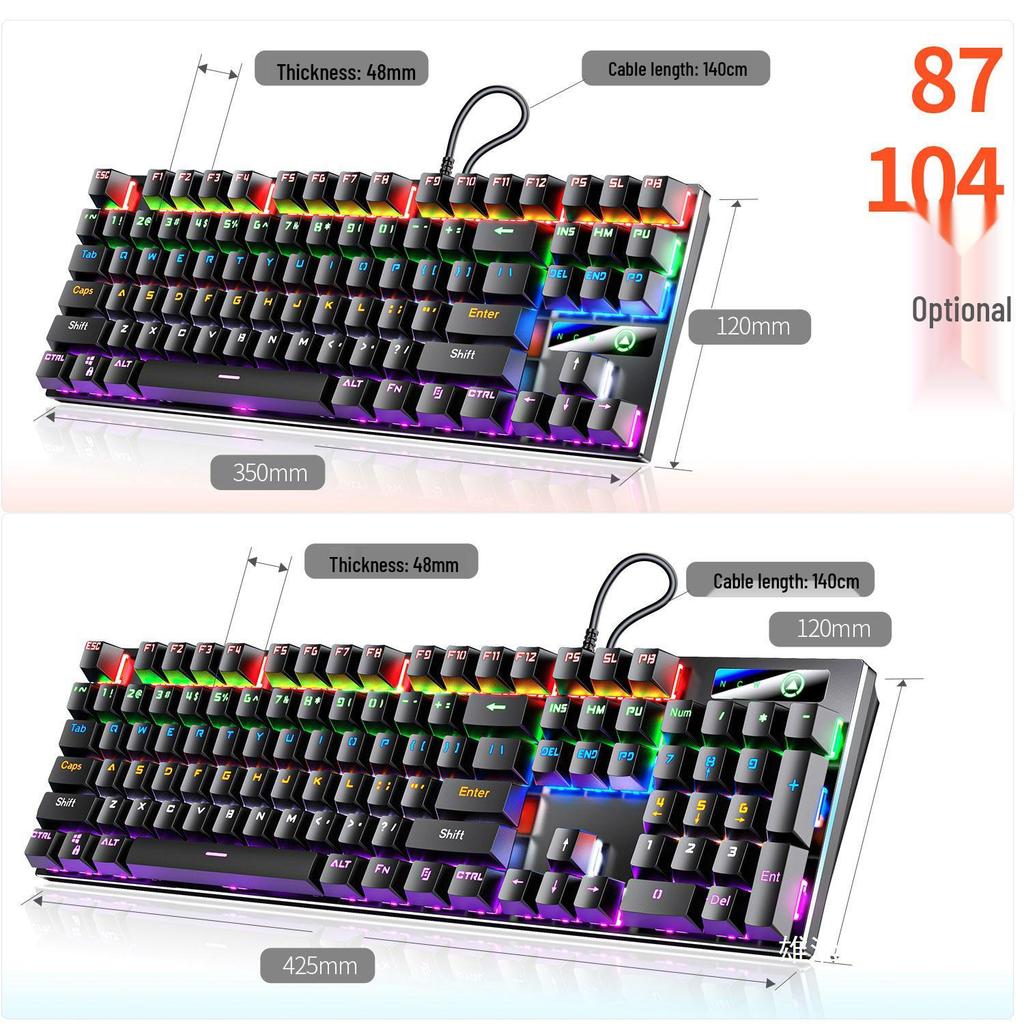 Yin Diao Mechanical Keyboard, Mouse & Headset Set - 87/104-Key, Blue/Black Switch, Wired Esports Gaming