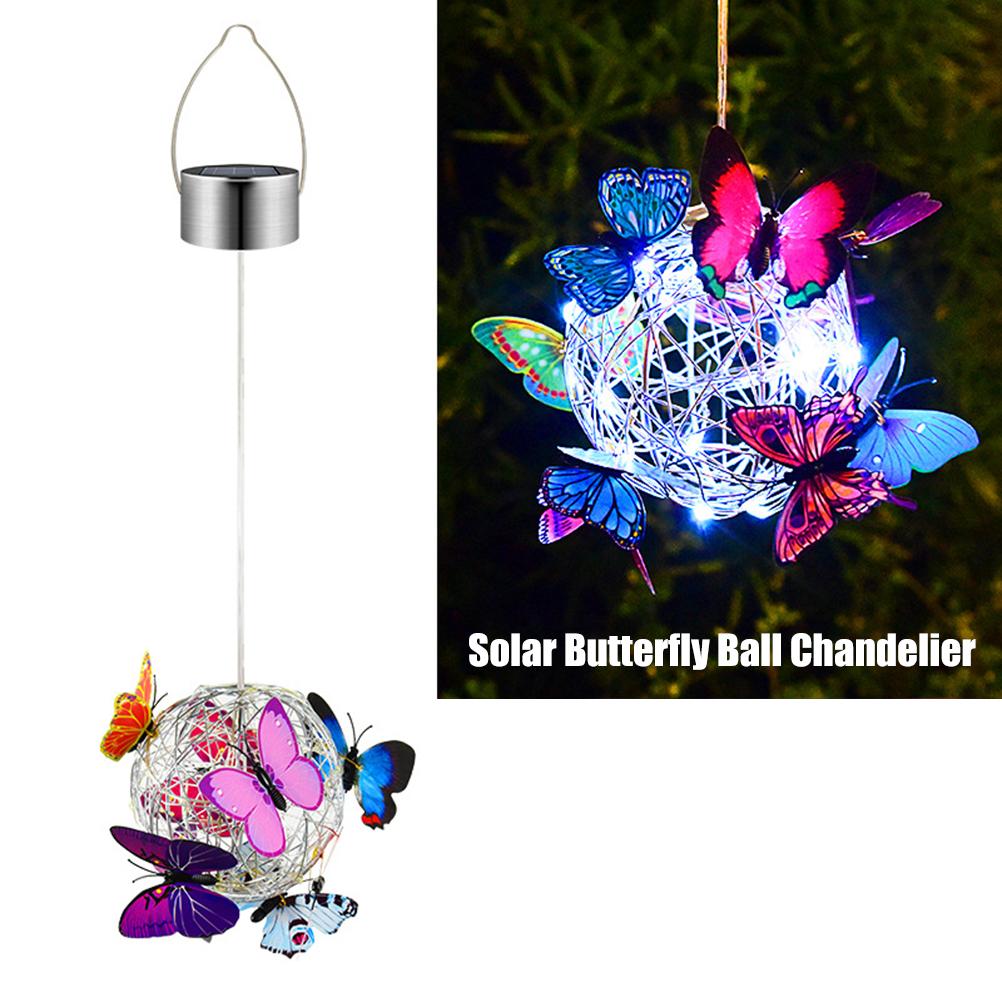 Hanging Solar Light Butterfly Solar Garden Lights with Colourful Butterflies LED Metal Solar