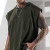 Super Cool Boys Vest Summer Sleeveless T-shirt Daily Fitness Fashion Hooded Solid Color Vest Training Casual Top