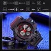 findtime Men's 56mm Analog Digital Military Sports Watch 50M Waterproof LED Backlight Dual Time Stopwatch Alarm Calendar Black White