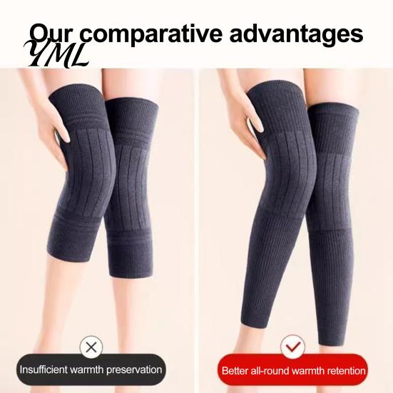 Knitted Leg Protectors 1 Pair Knit Warmers for Elderly Women, Soft Stretchy Winter Knee Thick Sleeves, Anti-slip Long Boot Socks Cold Weather Thermal