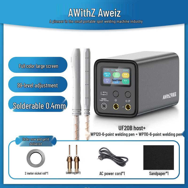 Aoweiz Handheld Portable Spot Welder for 18650 Battery Nickel Sheet, Stainless Steel, Small Farad Capacitor, Pulse Touch.