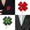 Four-leaf Clover for Rhinestone Brooch Elegant Silver Crystal for Rhinestone Enamel Brooch Pins Gift for Women Vintage G