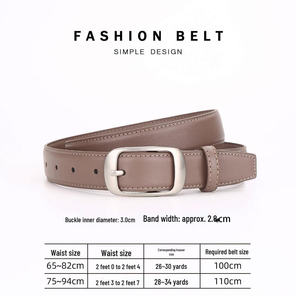 Women's Versatile Black Leather Belt - Fashionable Decorative Waistband for Jeans