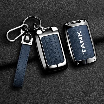 Alloy Car Key Case Cover For Great Wall GWM WEY TANK 300 500 Tank300 Tank500 Key Bag Shell Holder Protector Keychain Accessories