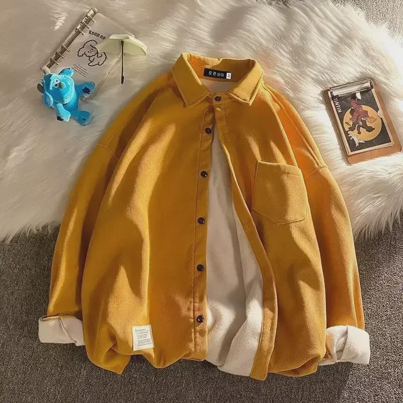 

Мужская вельветовая рубашка в корейском стиле, длинный рукав, плотная теплая ткань, повседневная куртка на осень/зиму XL