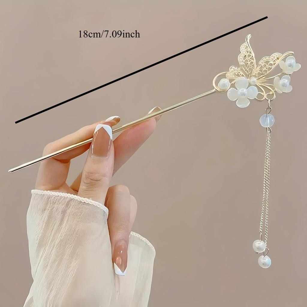 Elegant Chinese Style Hair Clip Tassel Hair Stick Traditional Floral Design Hairstyle Accessory Women Jewelry Hairpin Hairneedle