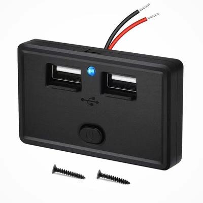 שקע USB 12V/24V שקע USB כפול 4.8A פאנל מטען לרכב עמיד למים עם מתג כפתור לרכב ימית סירת RV משאית אוטובוס