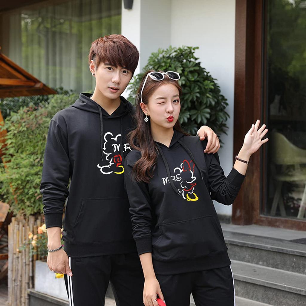 Stuihort Matching Mickey and Minnie Mouse Hoodies for Cute and Cute Couple Popular Casual Korean Style Pullover Tops for Boys and Perfect for Moms and