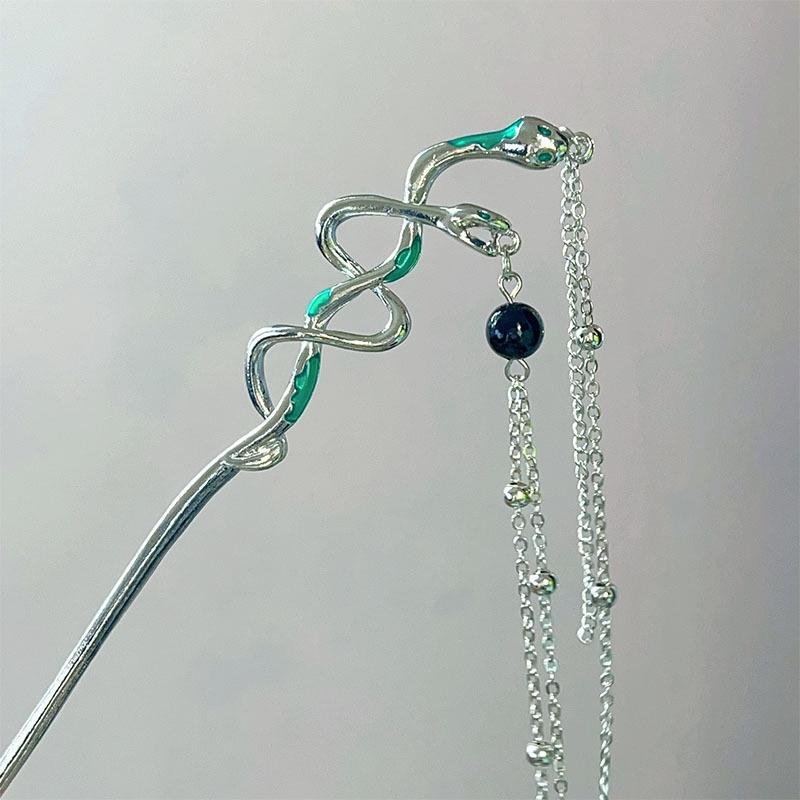 

Панк Заколка для волос Змея Палочка для волос Женская Мода Витая Металлическая Длинная Кисточка Цепочка Заколки для волос Китайский стиль Головной убор Ювелирные изделия для волос