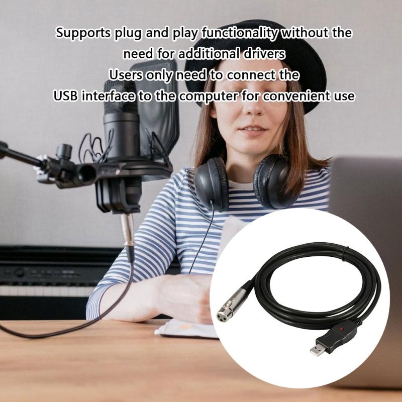 9.84ft USB Male to 3Pin Female Mic Converter Cable Wire Line for Studio Sound Recording with Wide Compatibility Black