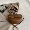 Women Vintage Solid Color Flap Small Saddle Shoulder Underarm Bag Fashion PU Leather Wide Strap Crossbody Bag Handbags Purses