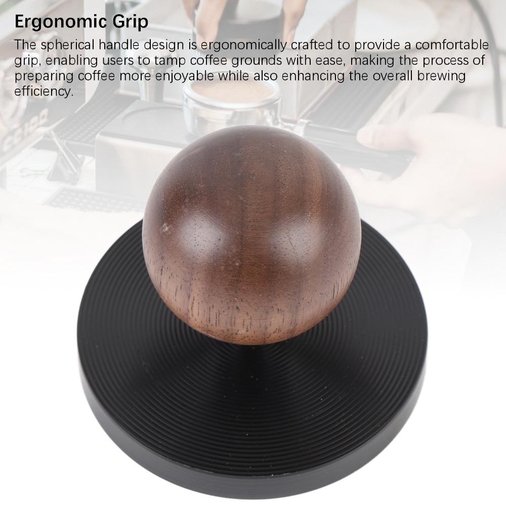 Spherical Wooden Handle Coffee Tamper Aluminum Alloy Coffee Tamping Tool  Coffee Making