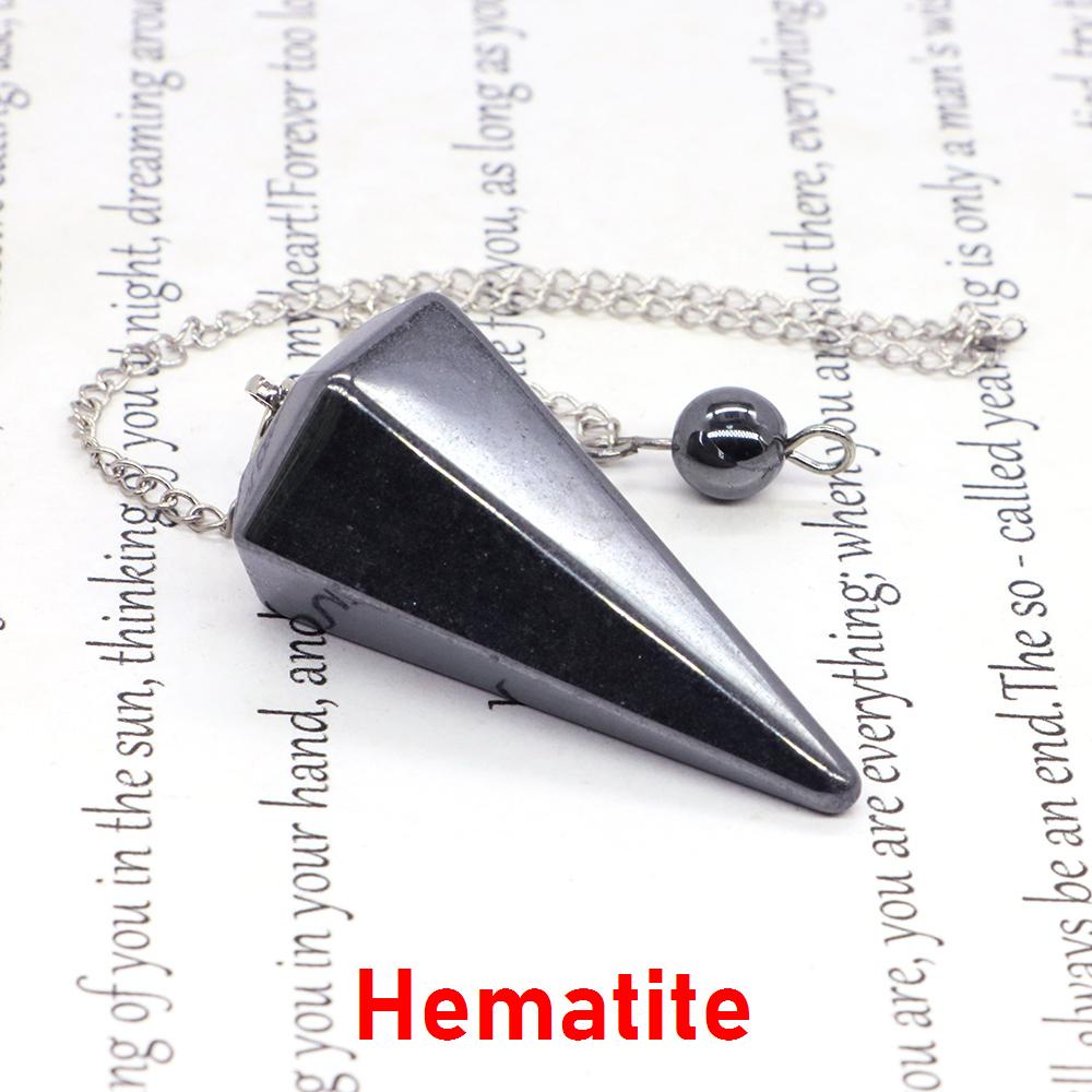 Natural Stone Reiki Healing Pendulum,For Dowsing Spiritual Divination Cone Crystal Quartz Pendulos Small Size Necklace Jewelry