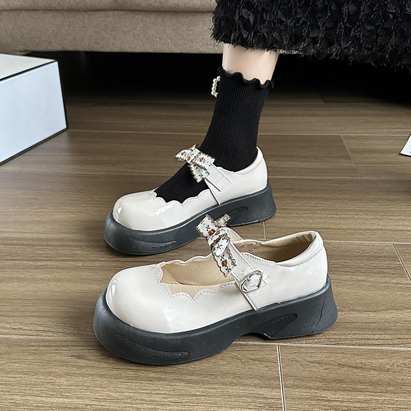 Spring Autumn New Luxury Women's Exquisite Small Leather Shoes Round Headed Retro Style Mary Jane Casual Coarse Heels High Heels