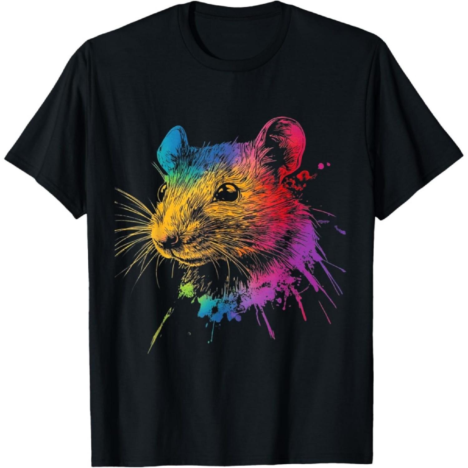 Design With A Mouse On It Rainbow Mouse On A T-Shirt S чёрный