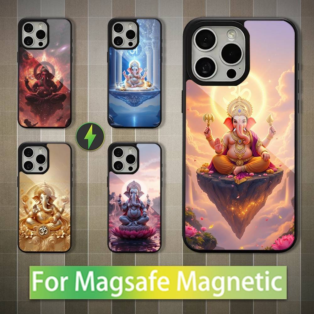 Ganesh Elephant God India Case For iPhone Mini,13,Max,17,14,Plus,12,11,15,Pro,16,For Magsafe,Magnetic Wireless Charging