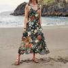 Lässiges, bequemes, ärmelloses Baumwolltaschenkleid mit Blumendruck für Damen