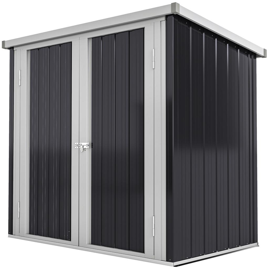 Capanno da Giardino - Cabina da Giardino 1,26 m² - Capanno Porta Attrezzi 2 Porte Bloccabili - dim. 147L x 86P x 134A cm - Lamiera d'Acciaio Bianco Nero