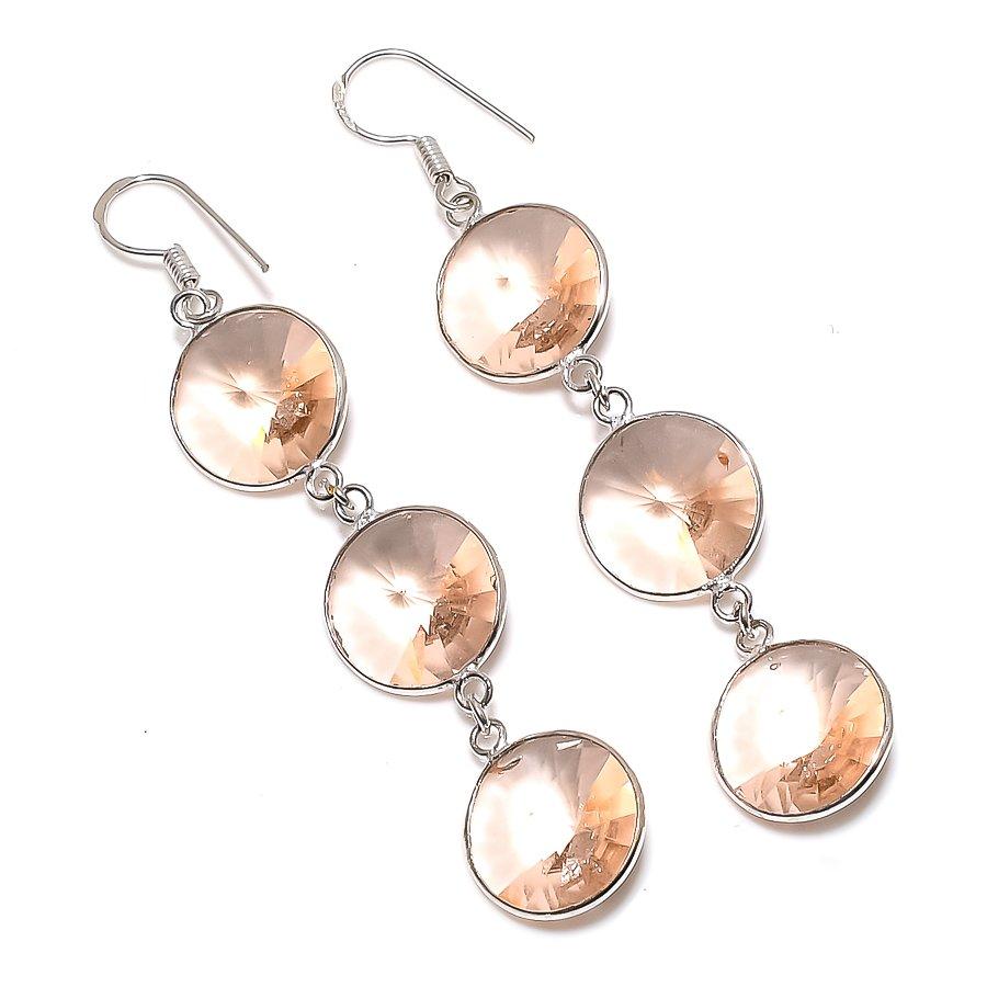 

Подарочные серьги ручной работы из стерлингового серебра 925 пробы с натуральным морганитом 2,99 дюйма A1V42