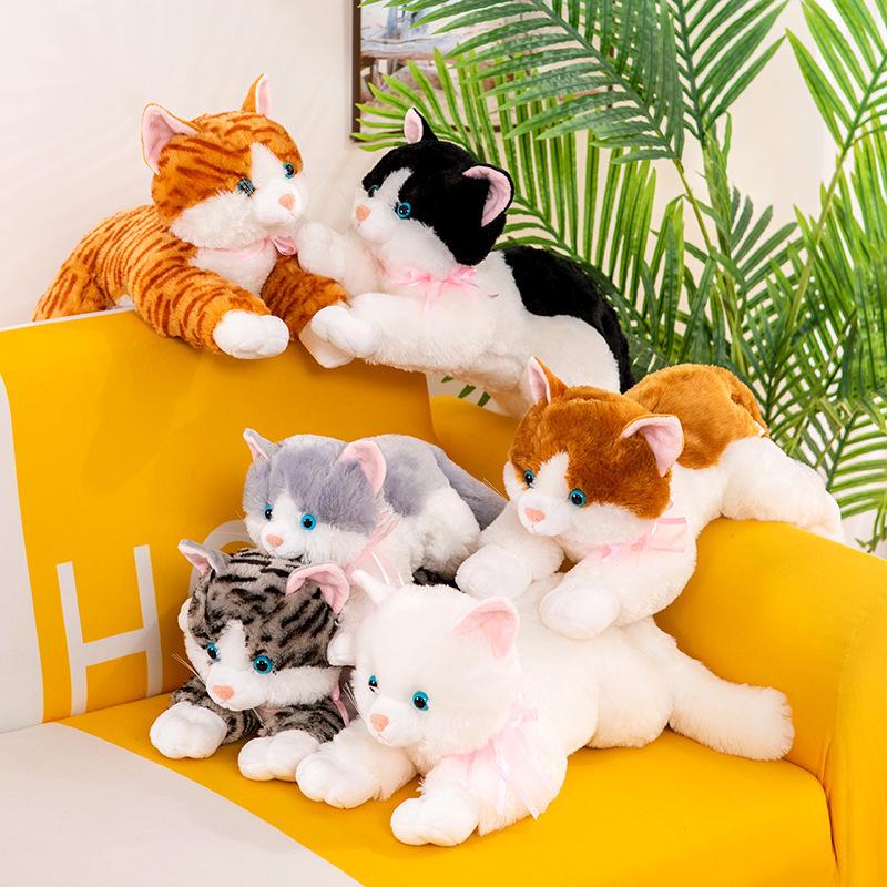 Realistic Meowing Musical Cat Plush Toy - Lying Kitten Doll Birthday Gift