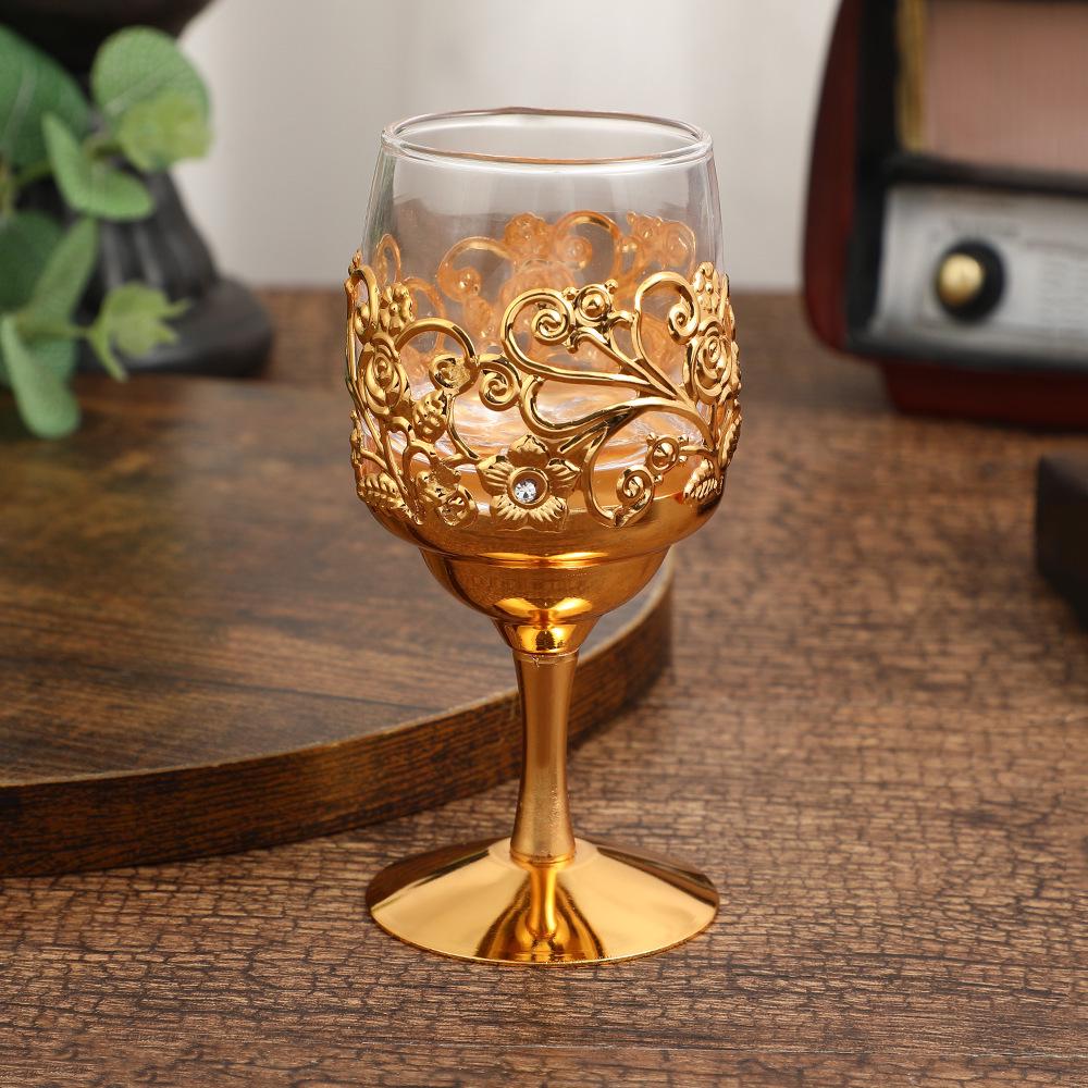 

High-end Crystal Baijiu Wine Glasses Set - Elegant Metal & Glass Shot Cups for Home Barware 5x5x12 cm