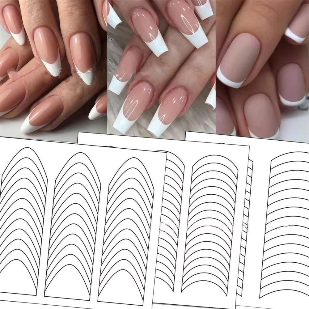 White French Nail Art Stickers Form Fringe Self-Adhesive Nail Art Sticker DIY Decoration Strip Tips Fringe Tip Decals