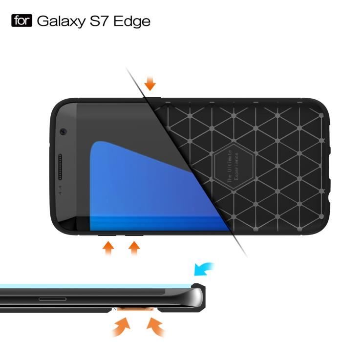 Coque de protection - fibres de carbone - samsung galaxy s7 edge - antichoc - élégant - souple