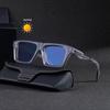 New European and American fashion box color-changing sunglasses men's retro personalized outdoor driving sunglasses men