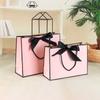 [pack of 2/6 ] High Quality Pretty Pink Gift Bag Gift Box Ornament Pajama Book Black Handle With Ribbon Paper Box Bag