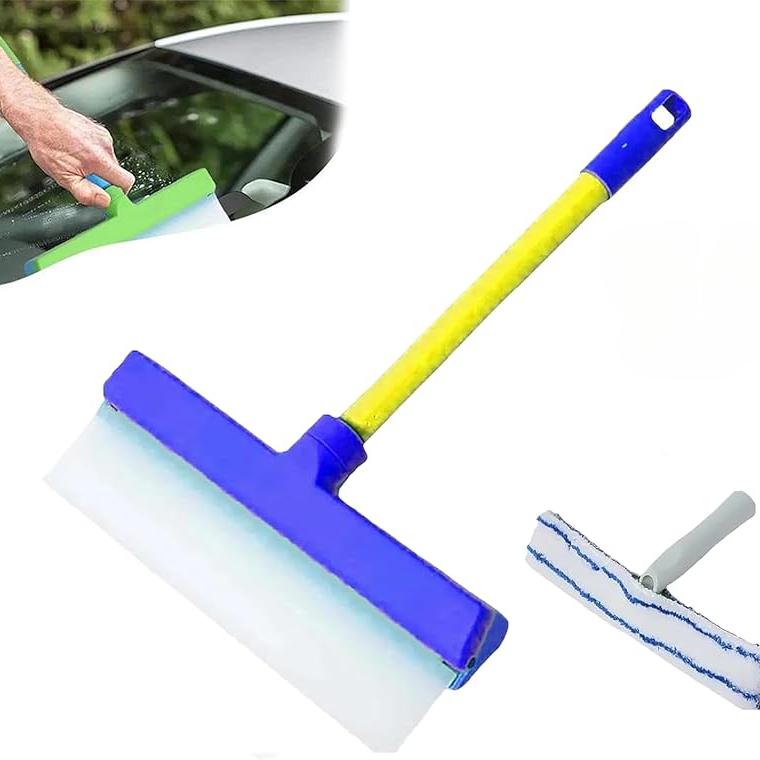 

Aqua Swipe Recyclable Silicone Window Squeegee Kit Microfiber Scrubber Multi-Purpose Cleaner Tool for Mirrors Cars Glass Panels синий