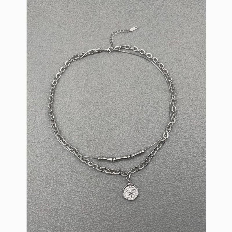 Vintage Hip Hop Double Layer Titanium Steel Pendant Chain For Casual Wear