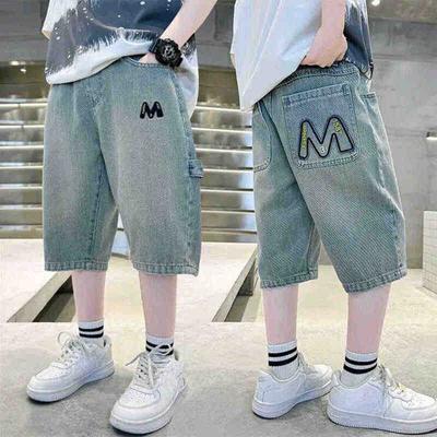 Children's Denim Shorts Thin Korean Jean Five Quarter Pants Boys Straight Leg Mid Length Pants Fashionable Pants