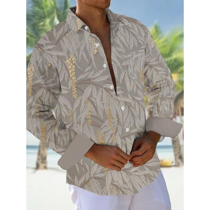 Men's shirts, button down shirts, casual shirts, spring and summer, printed long sleeves, daily, fashionable, comfortable