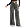Women's Leopard Print High Waisted Wide Leg Trousers  Casual Straight Leg Pants