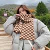 New knitted checkerboard plaid scarf women's autumn and winter Korean version thickened warm versatile wool student scarf