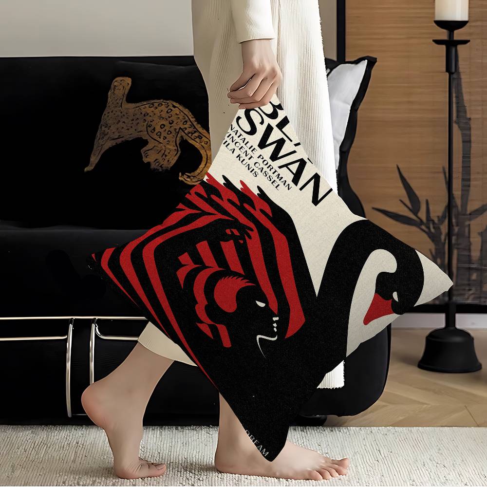 B-Black S-Swan Movie Maple Design Cushion Cover Happy Autumn Harvest decor Holiday Decorati Pillow Cover
