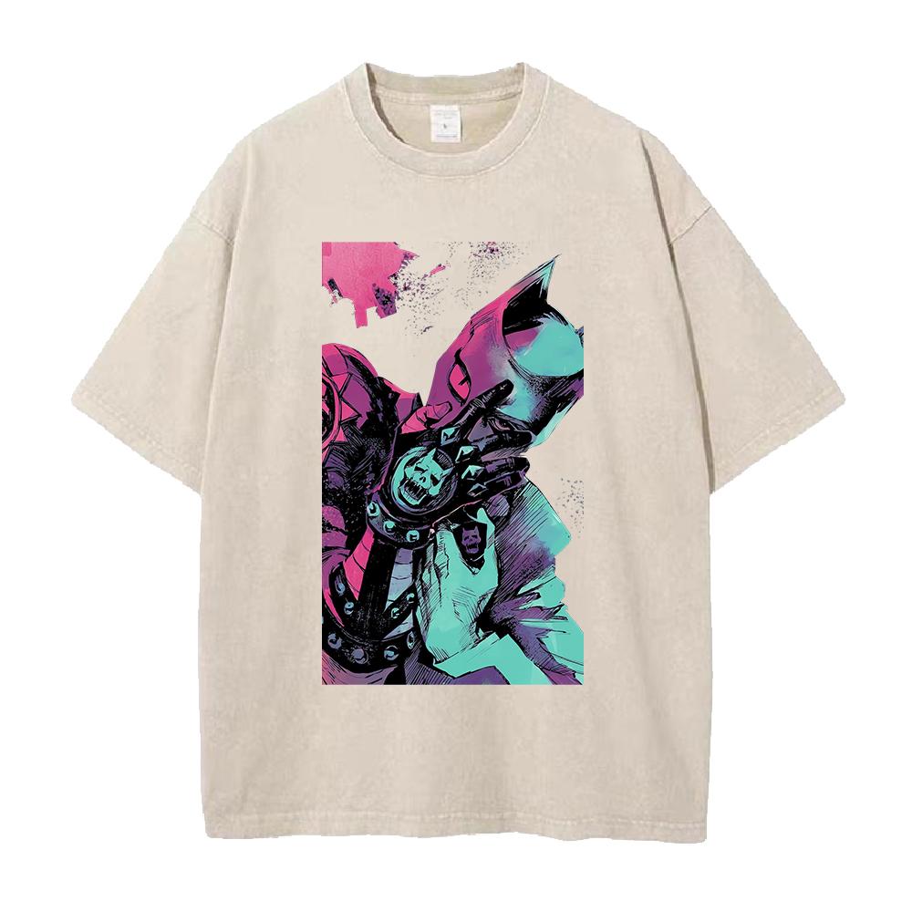 

Killer Queen Kira Yoshikage Print T-shirt Anime JoJo s Bizarre Adventure Men Women Cotton Tshirts Washed T Shirt Harajuku Tops S бежевый