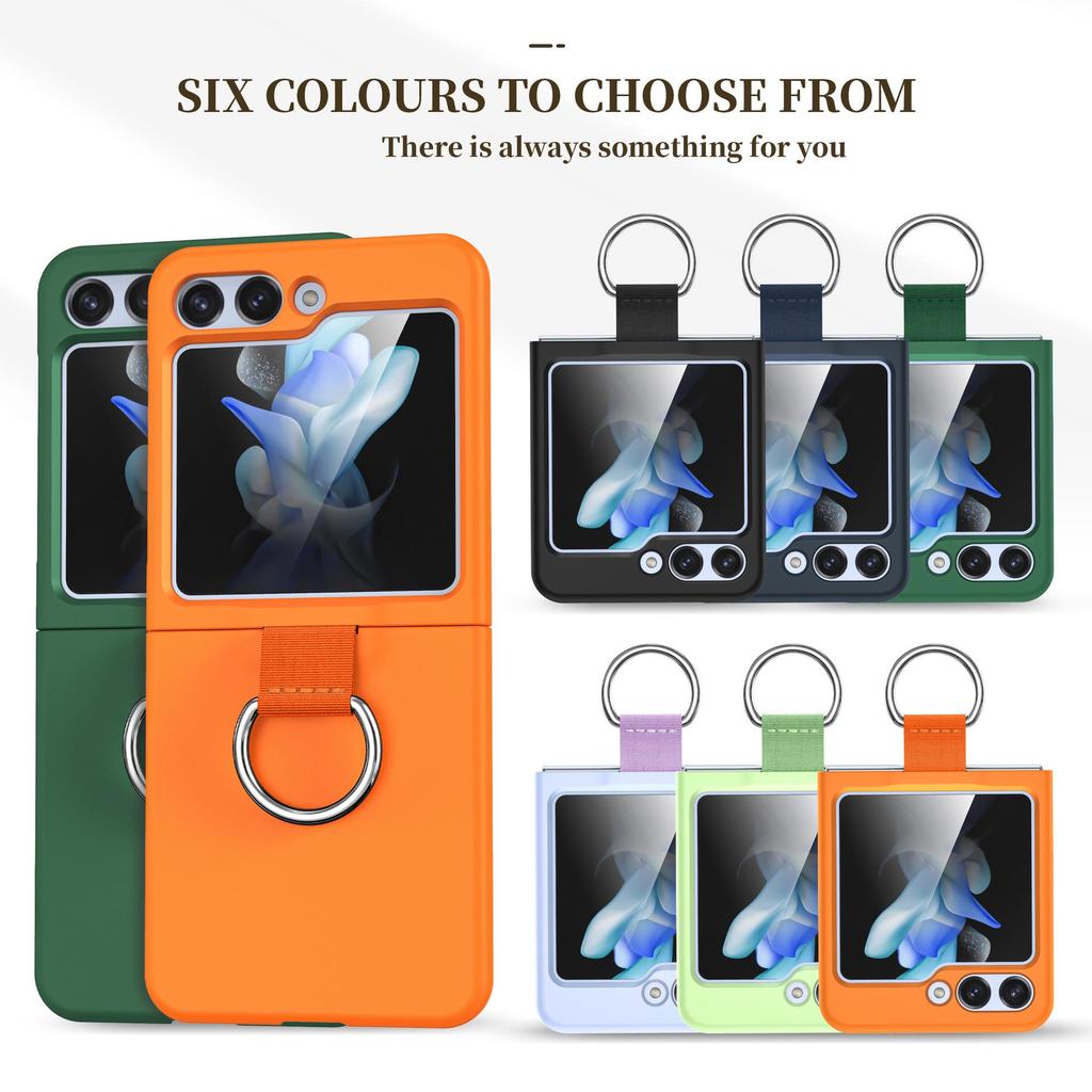 Samsung ZFlip7 Webbing Finger Ring Case: Solid Color, Frosted, Anti-Fall Protective Cover for ZFlip3/5/6