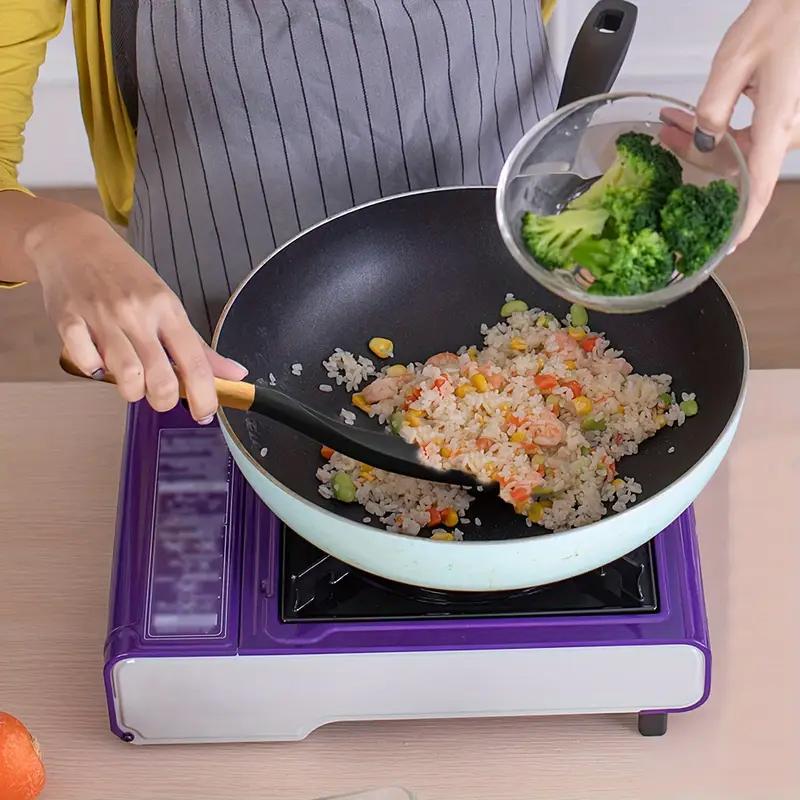 Silicone Cooking Spatula Wooden Handle Dense Shovel Fried Fish Omelette Shovel Non-stick Salad Mixing Spoon Kitchen Tools