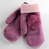 Autumn and winter gloves, wool women, super thick warm rabbit hairball double-layer thickened knit gloves