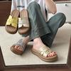 Thick-bottomed cool slippers women's summer new non-slip soft bottom lightweight one-word drag with skirt