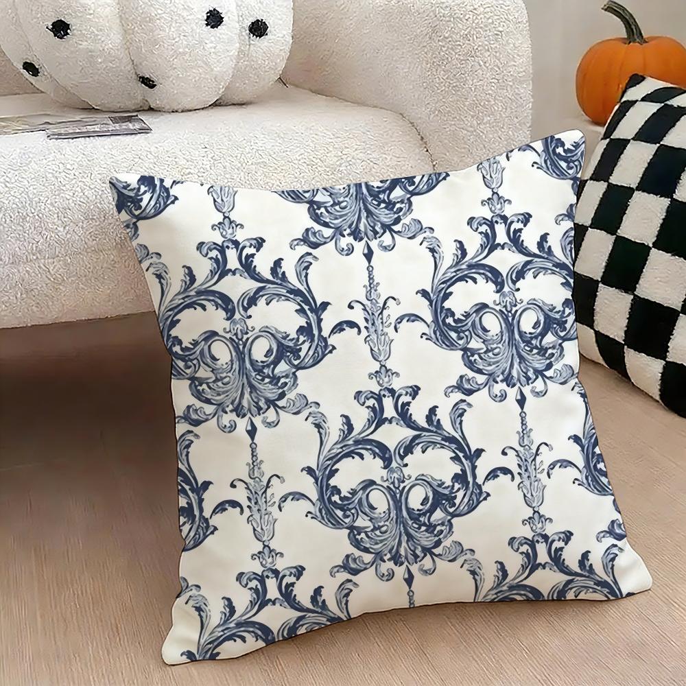 European Retro Cushion Cover Natural Linen Double Sided Print Throw Pillow Case for Sofa Couch Home Decor